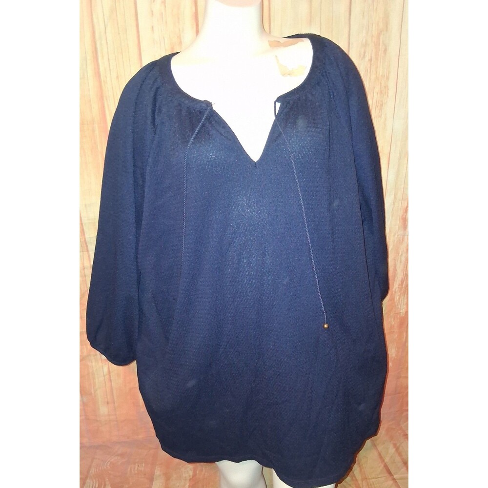 Croft & Barrow Navy Short Sleeve V-neck Blouse Sz 3X